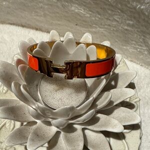 Orange Enamel H Gold-Tone Bracelet